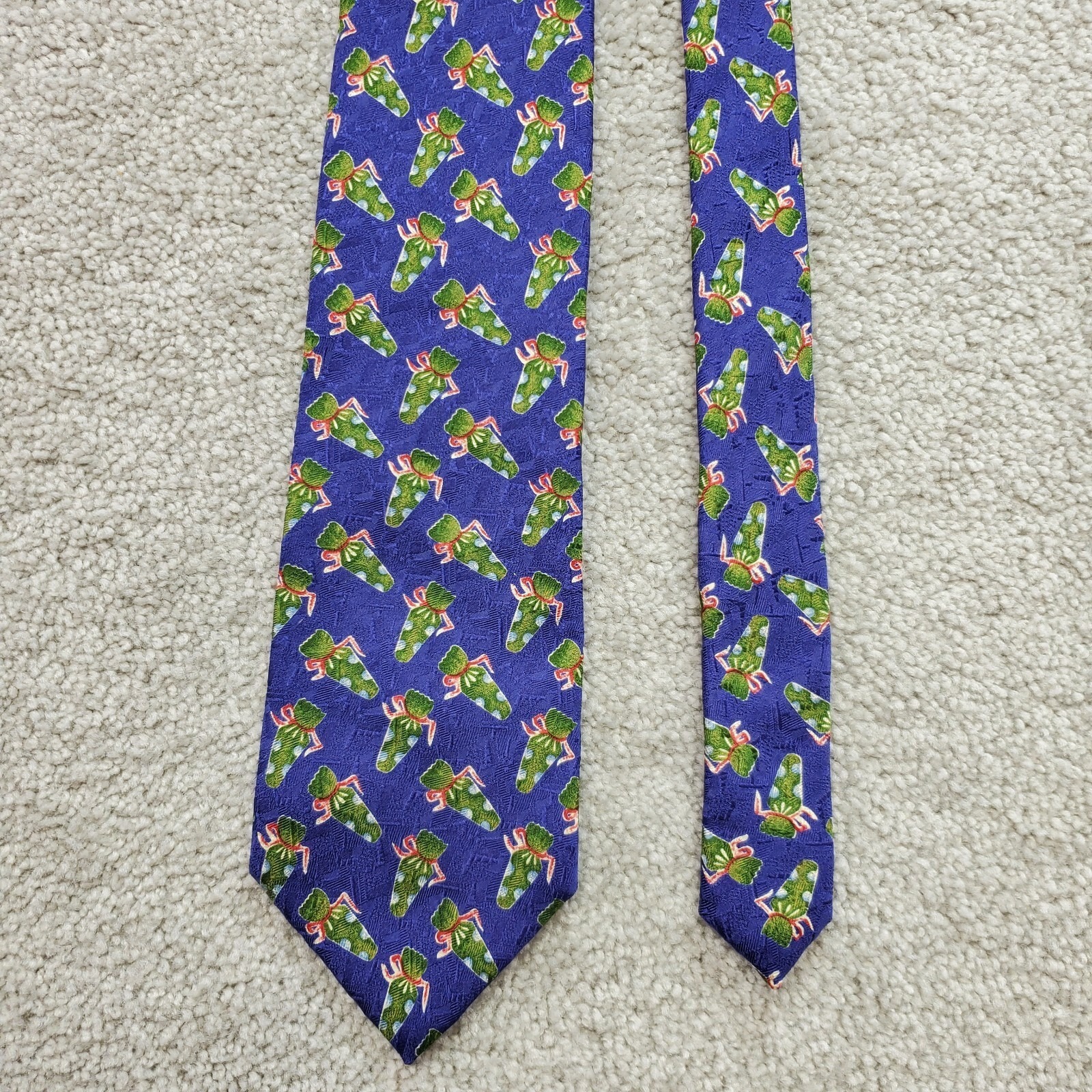 Ermenegildo Zegna Necktie Mens One Size Blue Green All Over Print Silk Classic